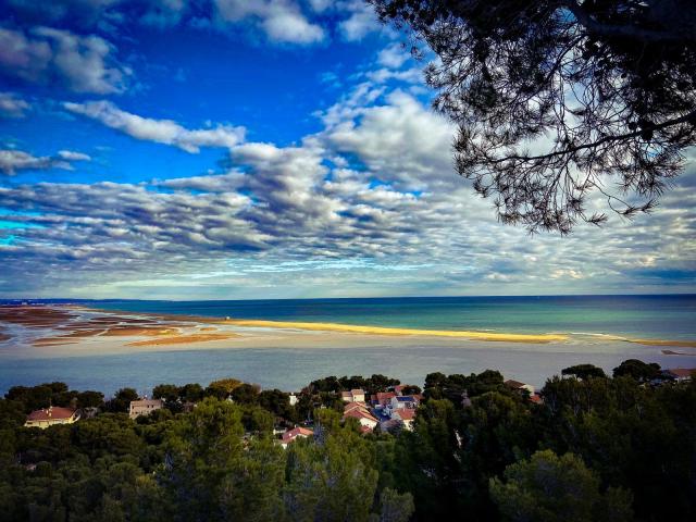 Photo de la plage des Coussoules depuis la Falaise de Leucate