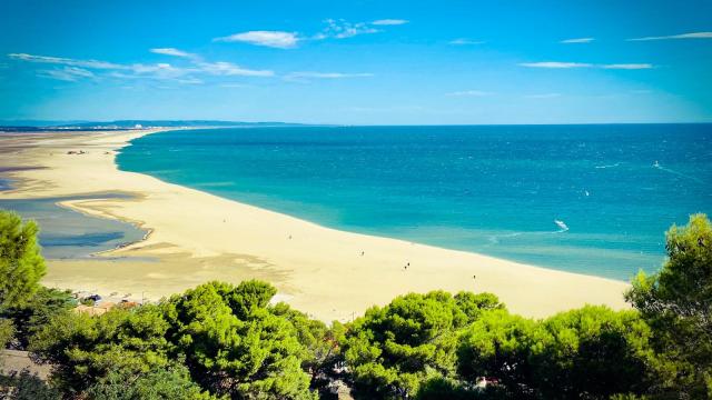 Photo de la plage des Coussoules depuis la Falaise de Leucate