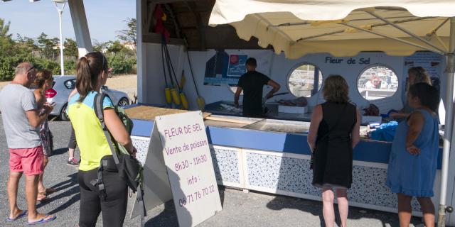 Photo de poissons sur les stands du marché aux poissons de Port Leucate